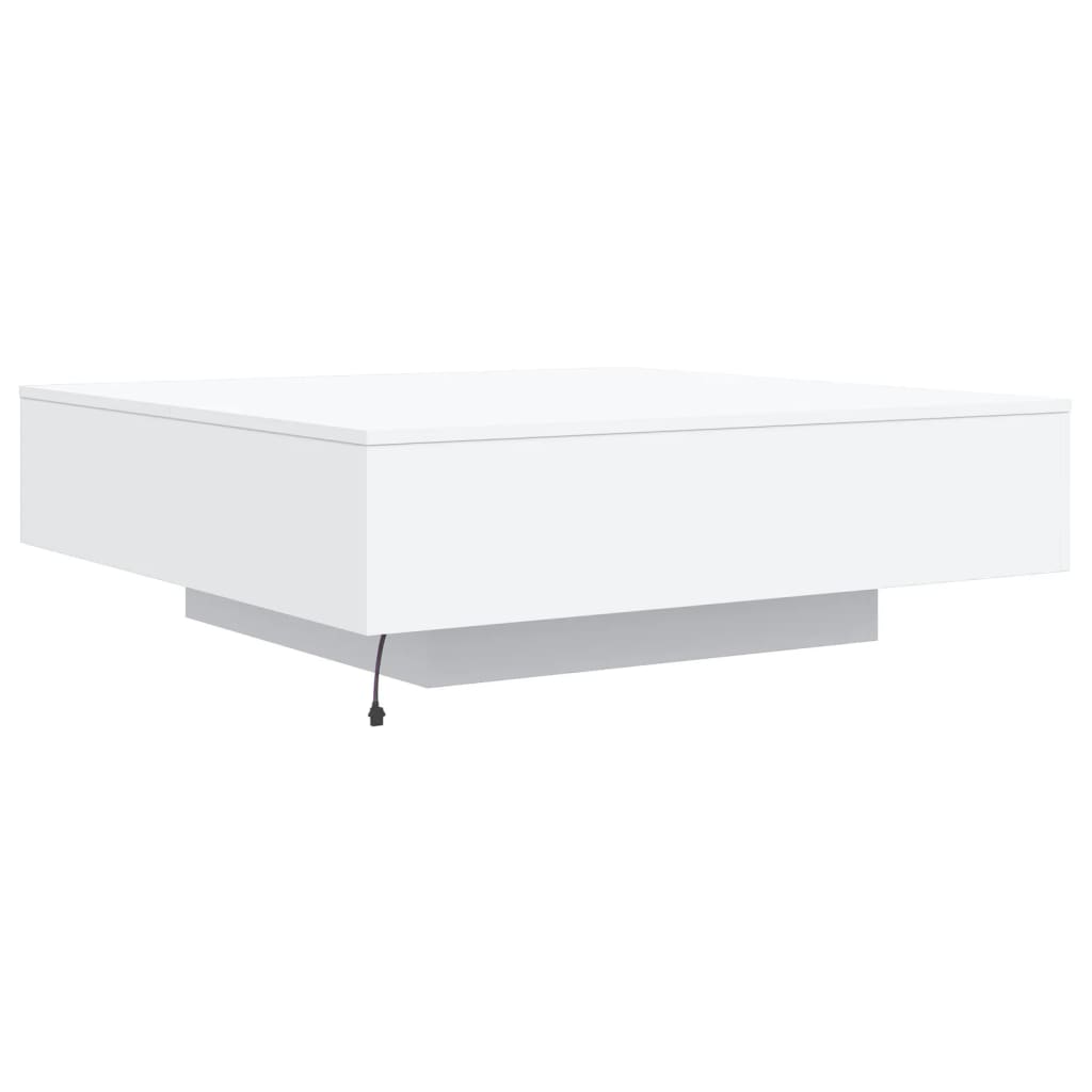 fehér dohányzóasztal LED-lámpákkal 100 x 100 x 31 cm