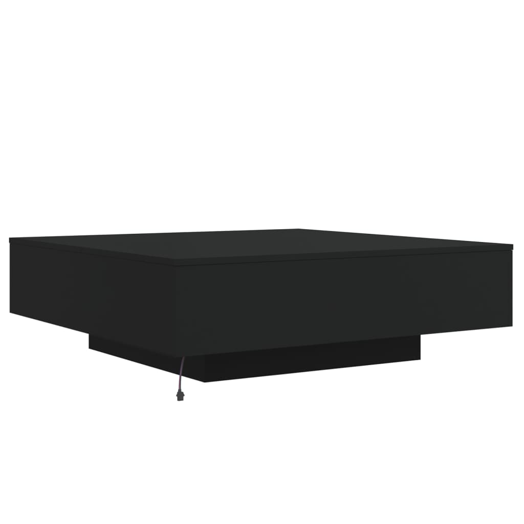 fekete dohányzóasztal LED-lámpákkal 100 x 100 x 31 cm