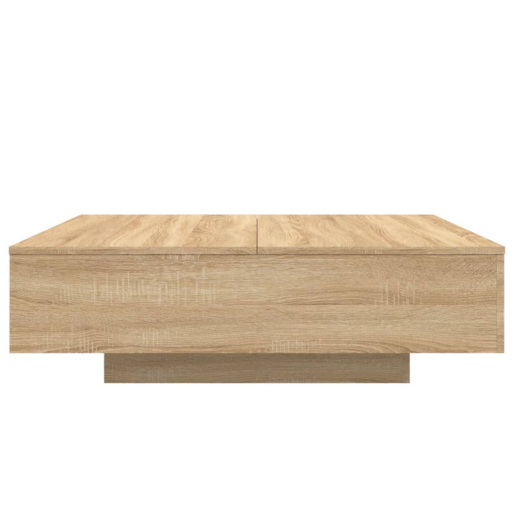 sonoma tölgy színű dohányzóasztal LED-lámpákkal 100x100x31 cm