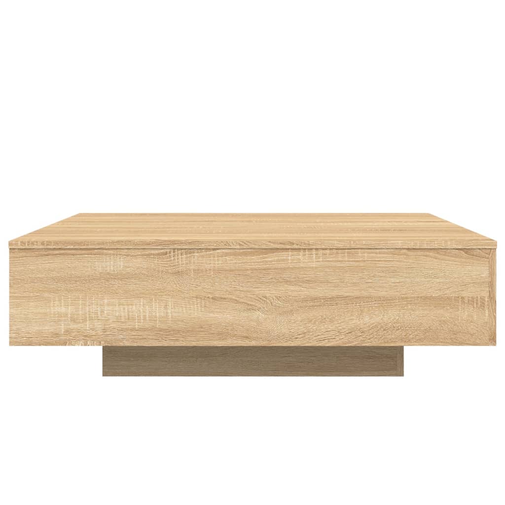 sonoma tölgy színű dohányzóasztal LED-lámpákkal 100x100x31 cm