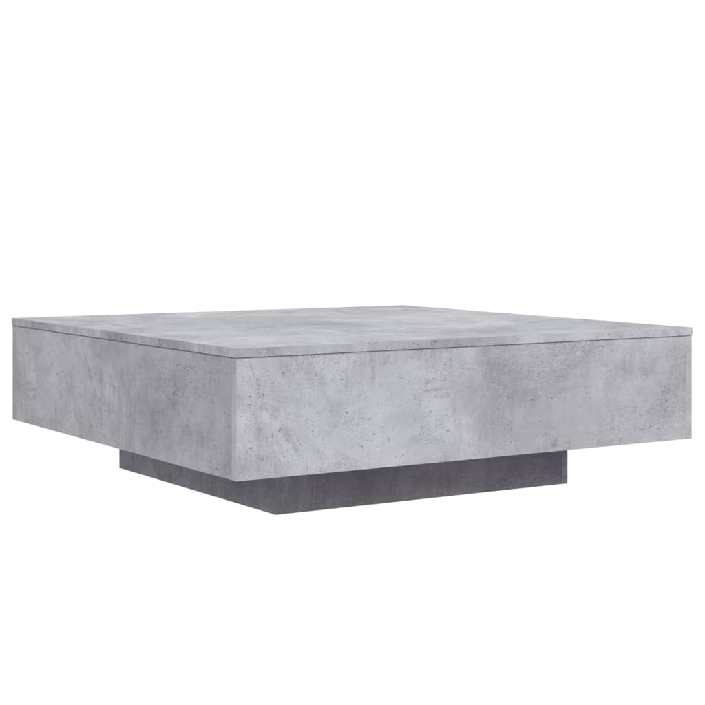 betonszürke dohányzóasztal LED-lámpákkal 100 x 100 x 31 cm