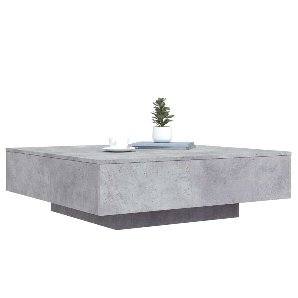 betonszürke dohányzóasztal LED-lámpákkal 100 x 100 x 31 cm