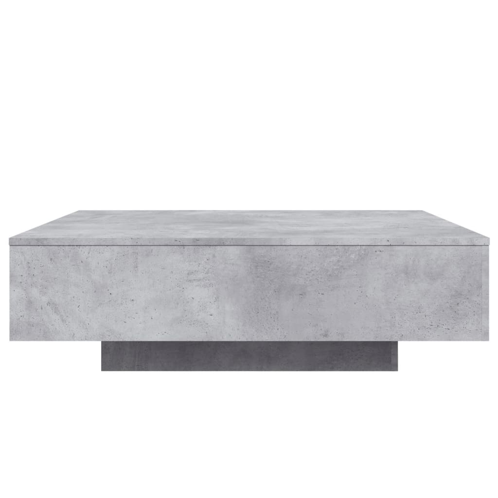 betonszürke dohányzóasztal LED-lámpákkal 100 x 100 x 31 cm