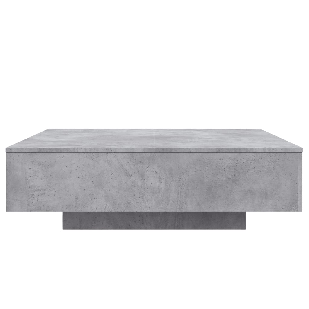 betonszürke dohányzóasztal LED-lámpákkal 100 x 100 x 31 cm