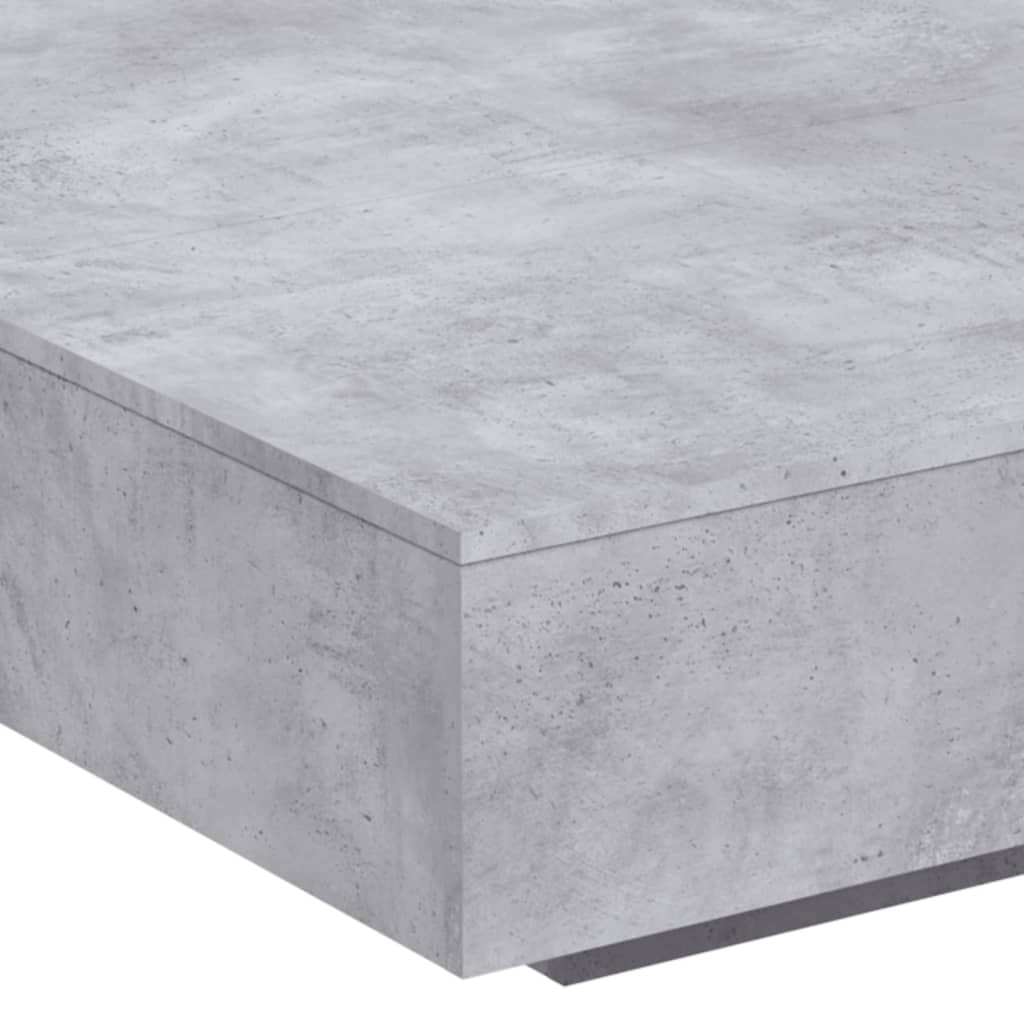 betonszürke dohányzóasztal LED-lámpákkal 100 x 100 x 31 cm