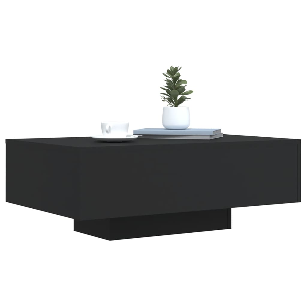 fekete dohányzóasztal LED-lámpákkal 85 x 55 x 31 cm