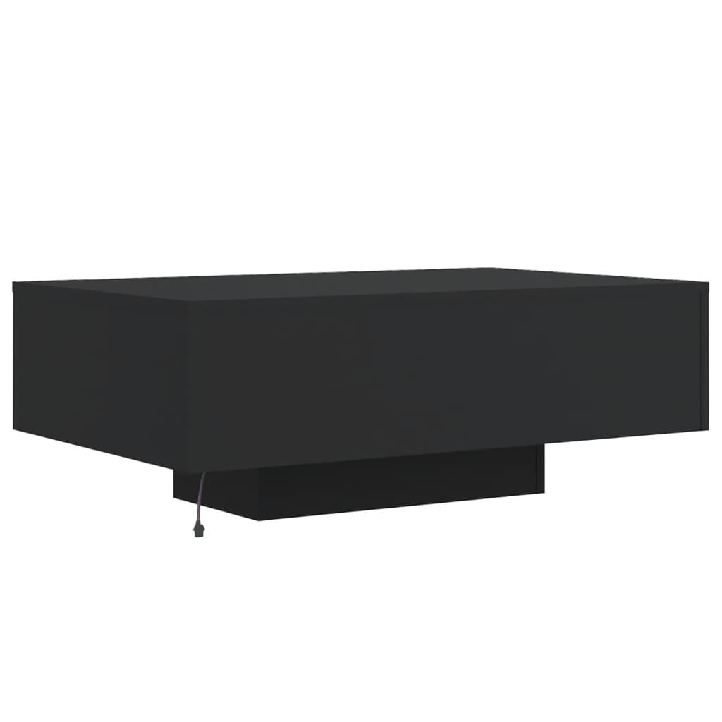 fekete dohányzóasztal LED-lámpákkal 85 x 55 x 31 cm