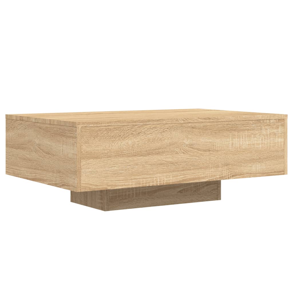 sonoma tölgy színű dohányzóasztal LED-lámpákkal 85 x 55 x 31 cm