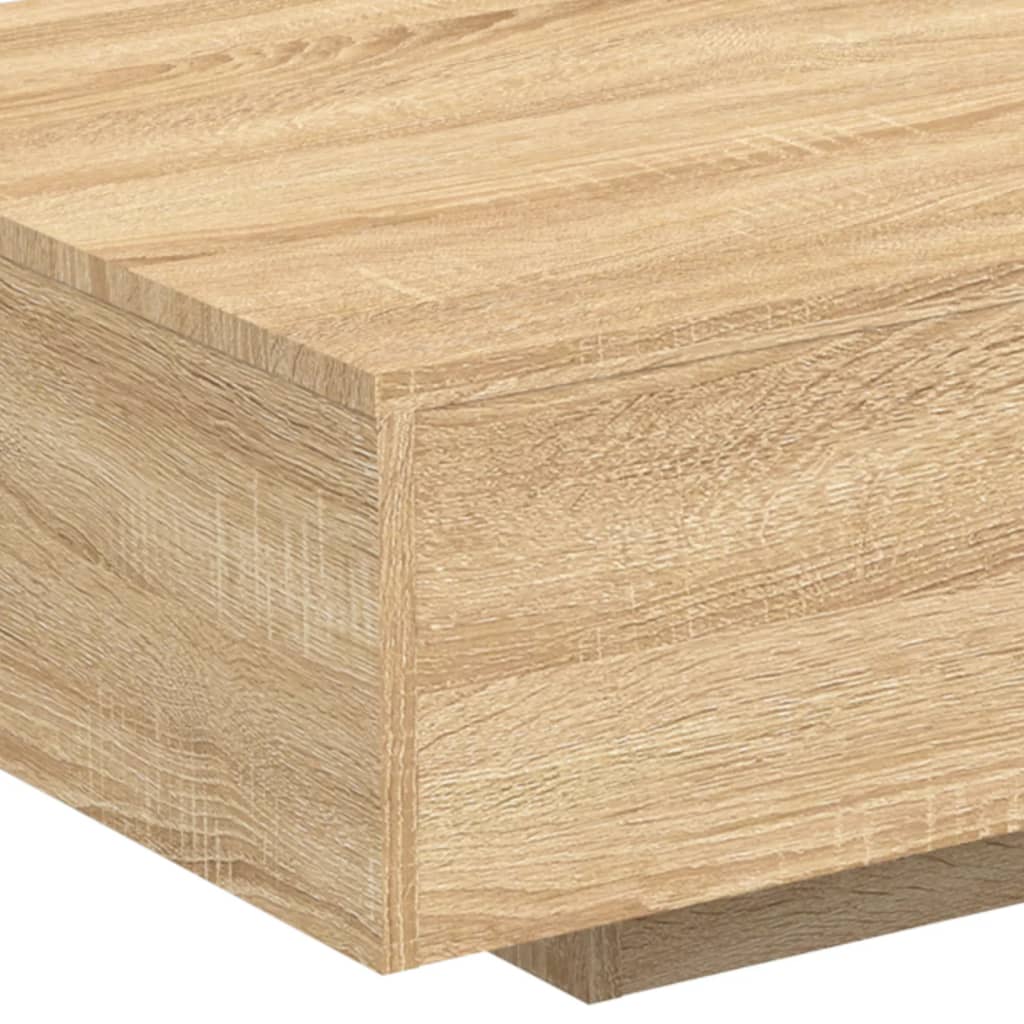 sonoma tölgy színű dohányzóasztal LED-lámpákkal 85 x 55 x 31 cm