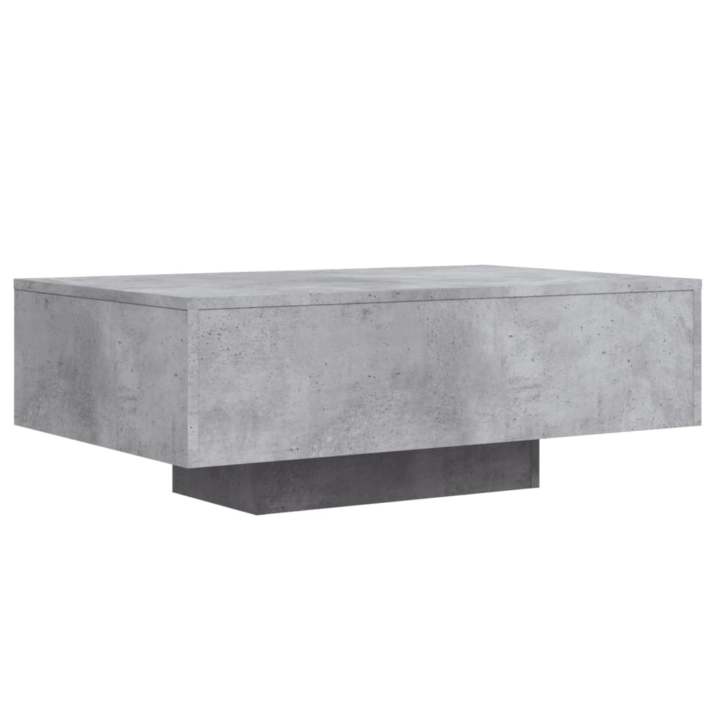 betonszürke dohányzóasztal LED-lámpákkal 85 x 55 x 31 cm