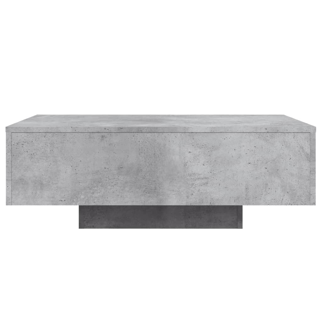 betonszürke dohányzóasztal LED-lámpákkal 85 x 55 x 31 cm