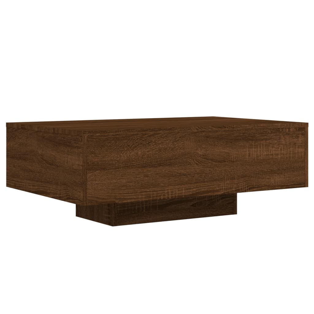 barna tölgyszínű dohányzóasztal LED-lámpákkal 85 x 55 x 31 cm