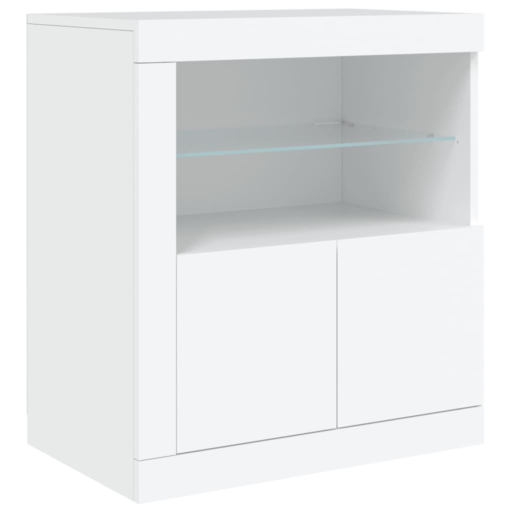 fehér tálalószekrény LED-világítással 60,5 x 37 x 67 cm