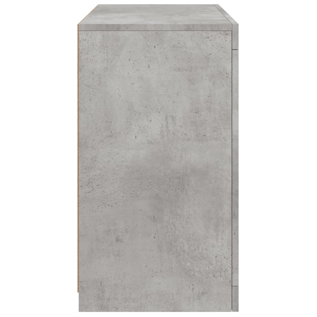 betonszürke tálalószekrény LED-világítással 60,5 x 37 x 67 cm