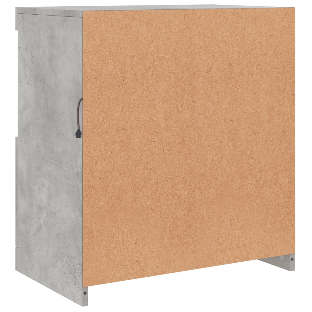 betonszürke tálalószekrény LED-világítással 60,5 x 37 x 67 cm