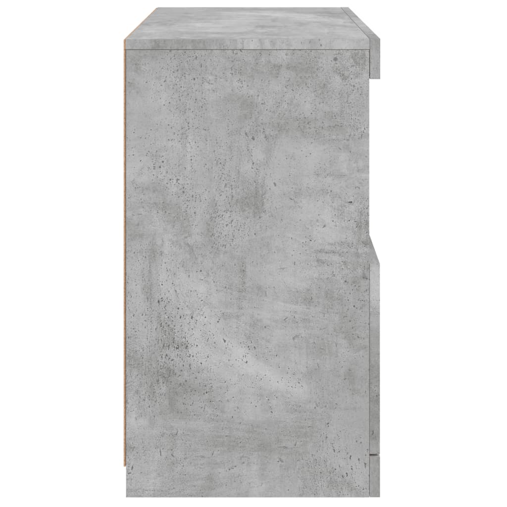 betonszürke tálalószekrény LED-világítással 60 x 37 x 67 cm