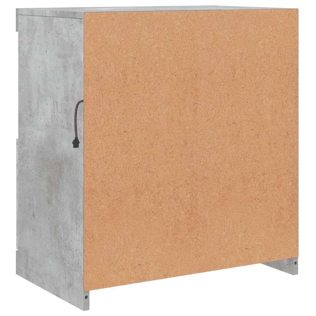 betonszürke tálalószekrény LED-világítással 60 x 37 x 67 cm