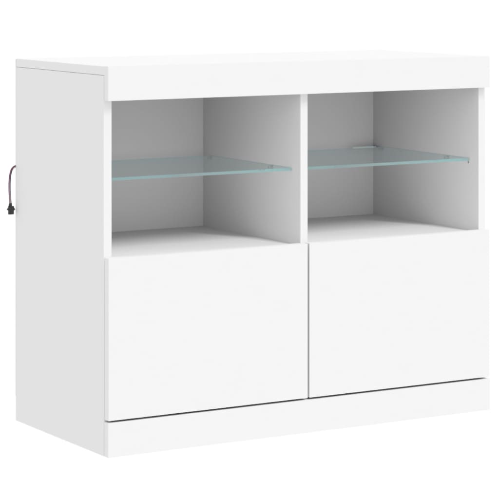 fehér tálalószekrény LED-világítással 81 x 37 x 67 cm