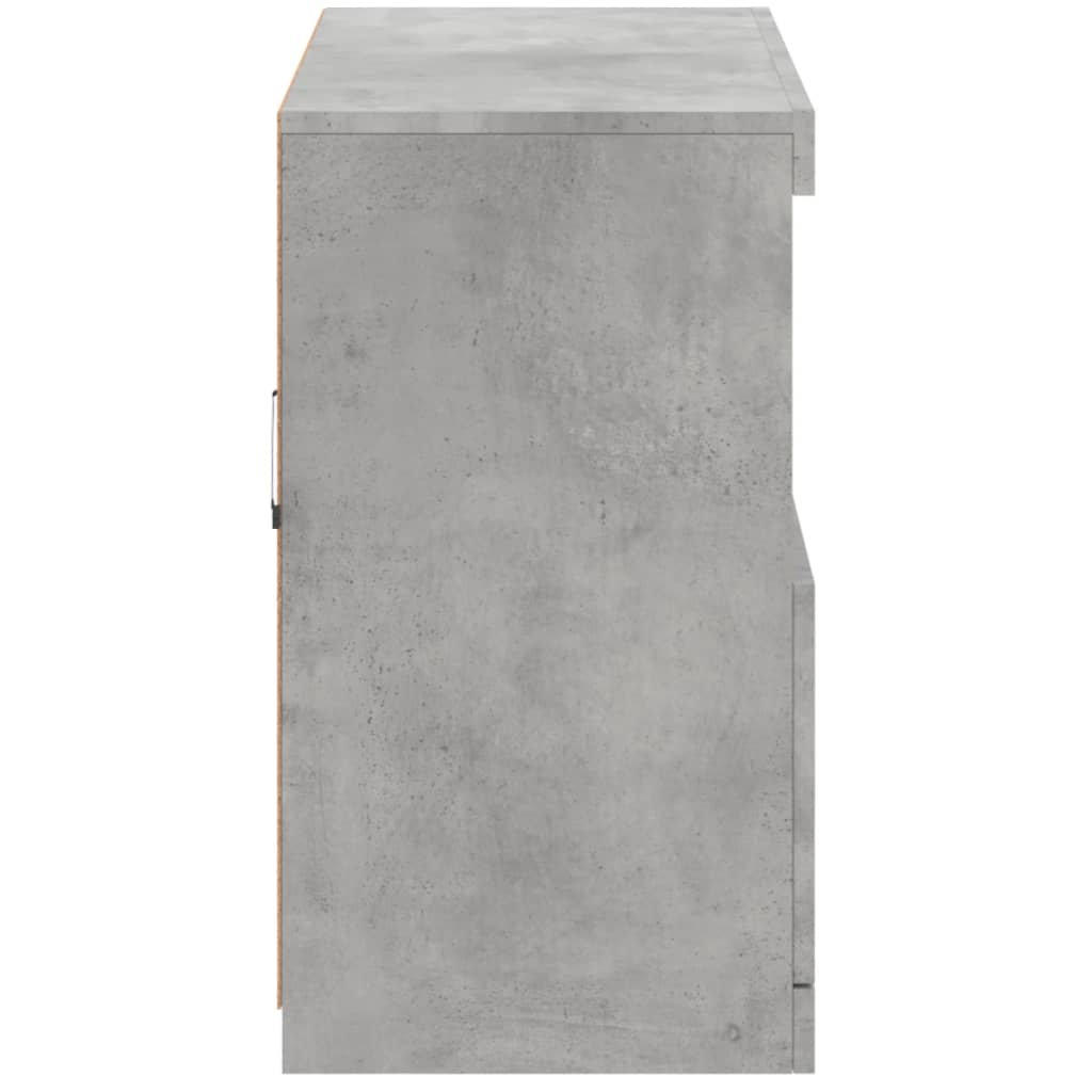 betonszürke tálalószekrény LED-világítással 81 x 37 x 67 cm