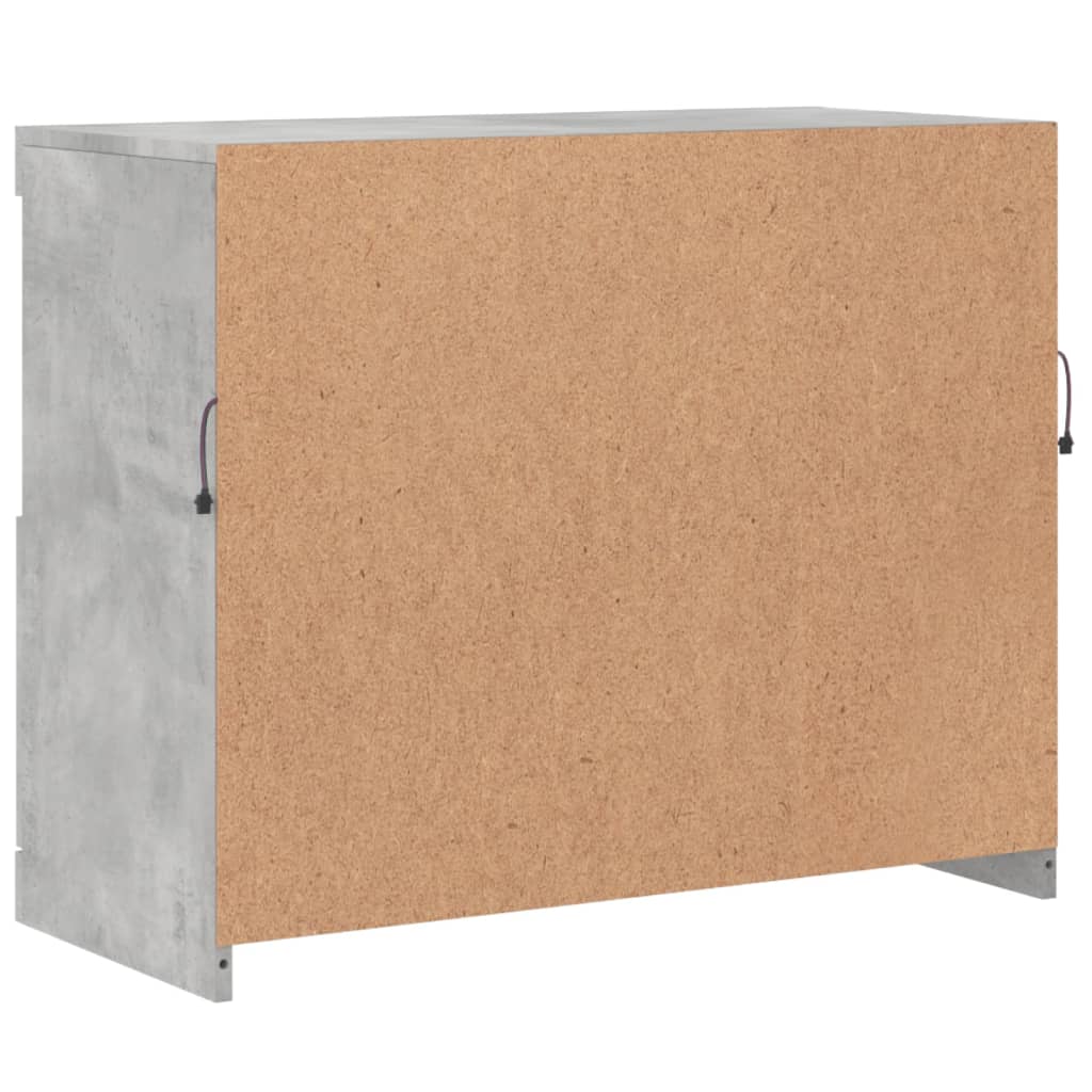 betonszürke tálalószekrény LED-világítással 81 x 37 x 67 cm