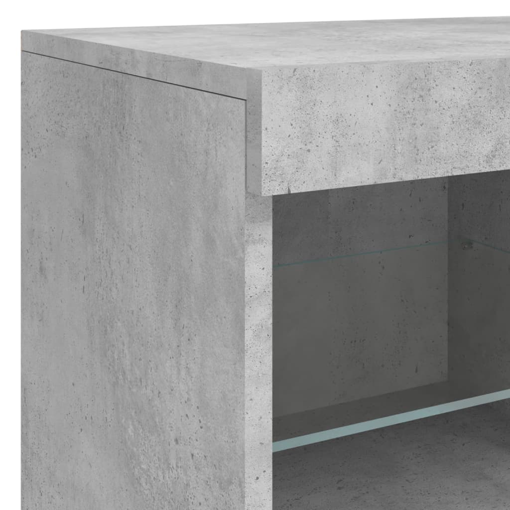 betonszürke tálalószekrény LED-világítással 81 x 37 x 67 cm