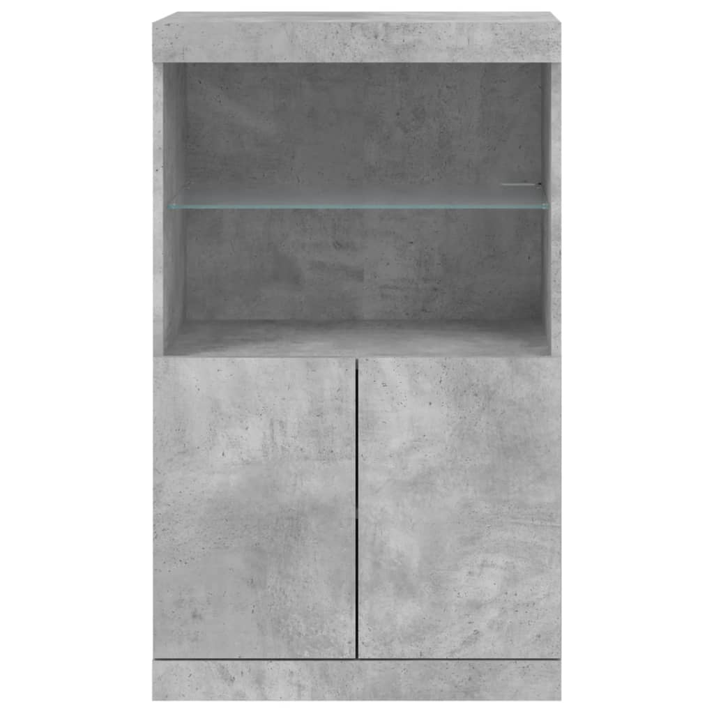 betonszürke tálalószekrény LED-világítással 60,5 x 37 x 100 cm