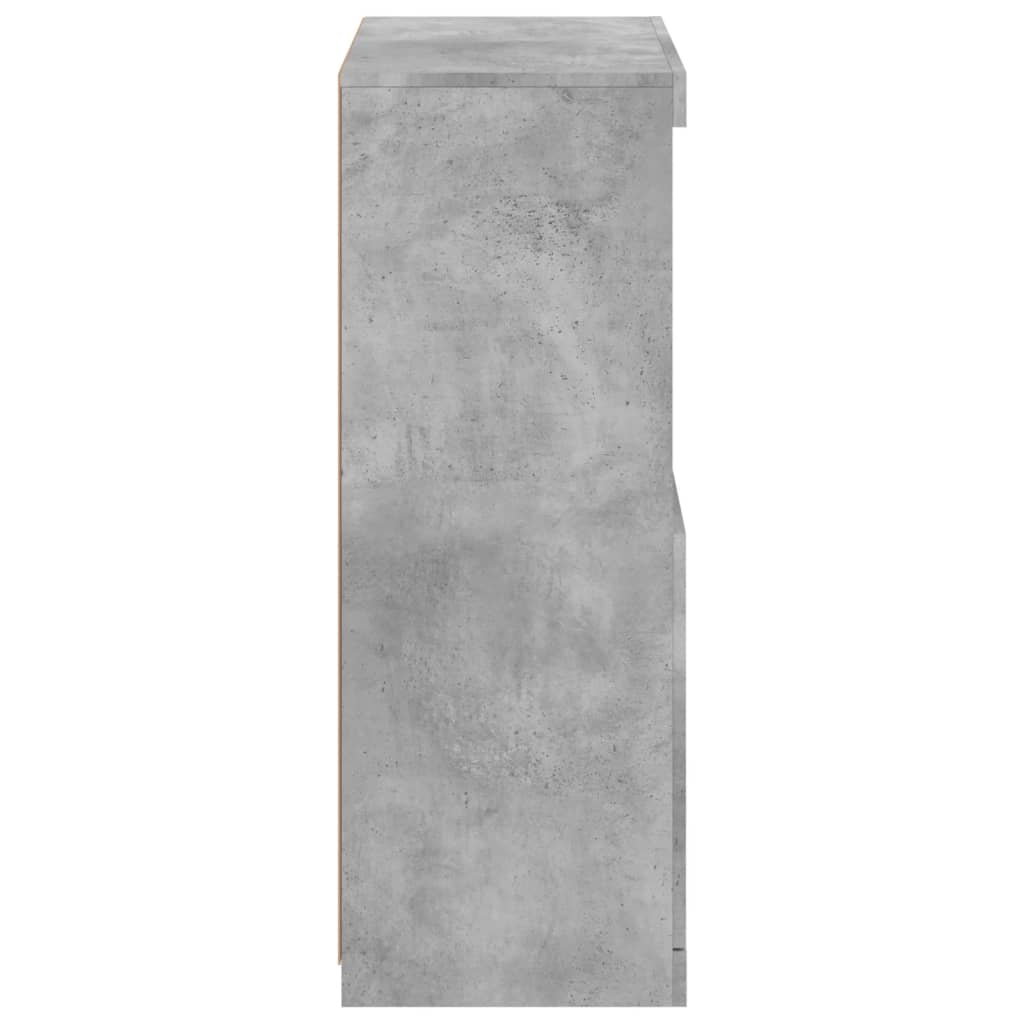 betonszürke tálalószekrény LED-világítással 60,5 x 37 x 100 cm