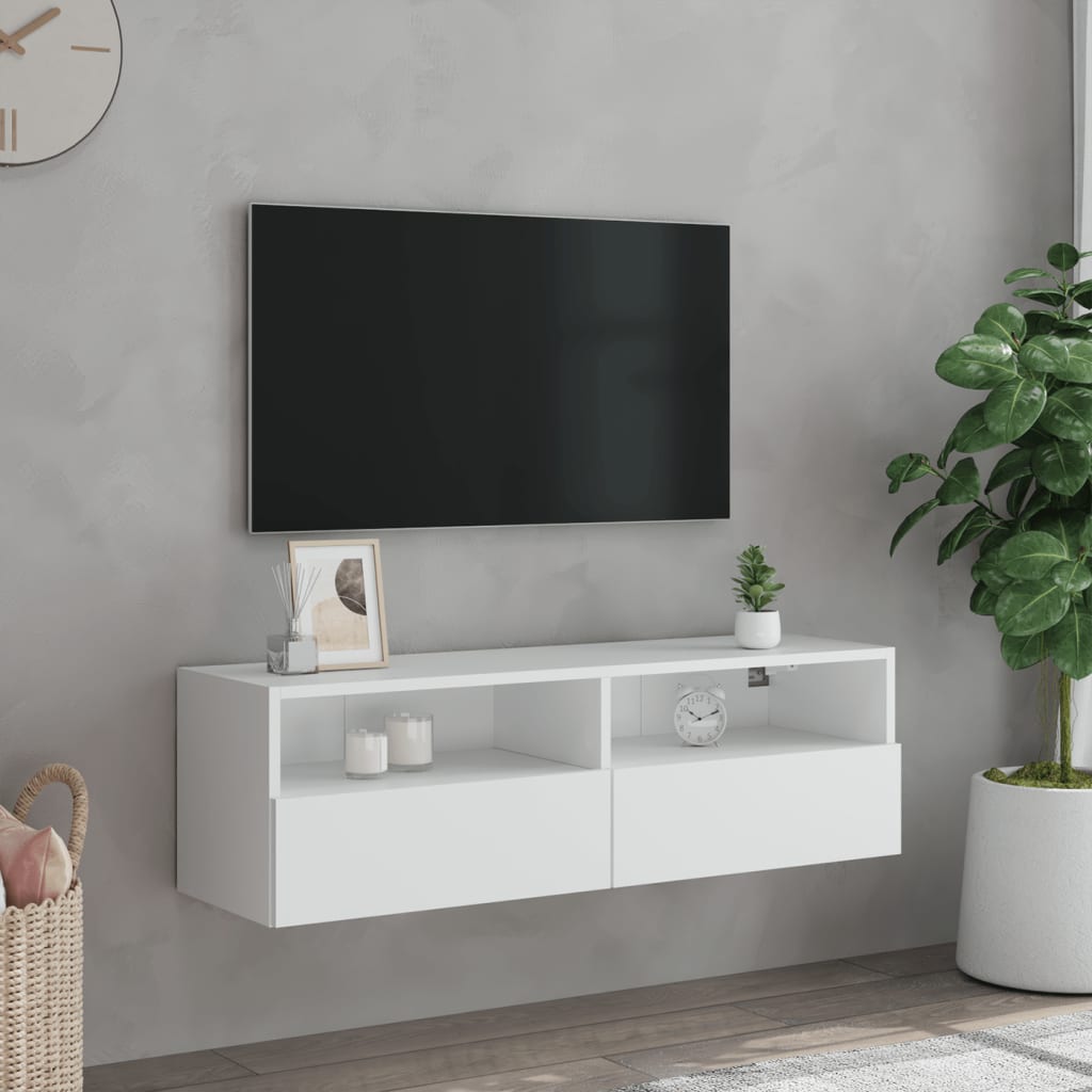 fehér szerelt fa fali TV-szekrény 100 x 30 x 30 cm