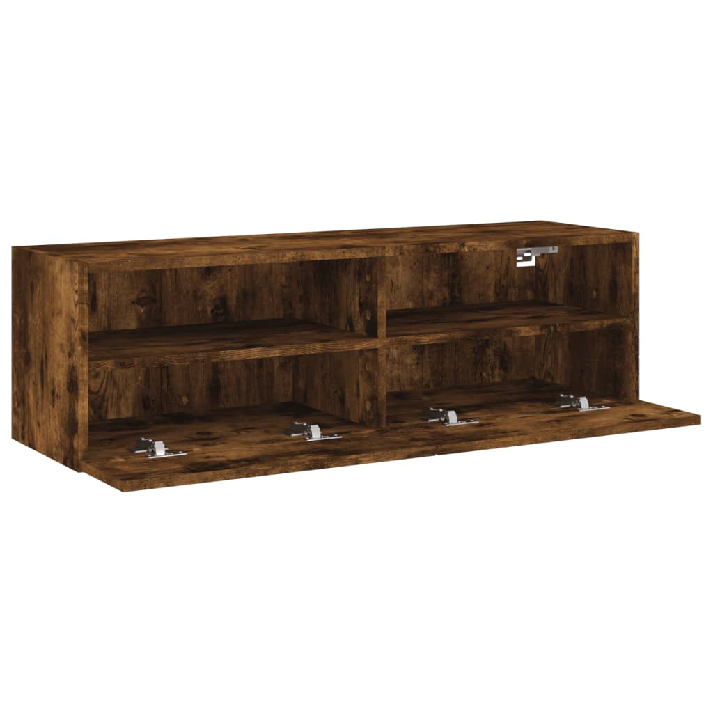 füstös tölgy színű szerelt fa fali TV-szekrény 100 x 30 x 30 cm