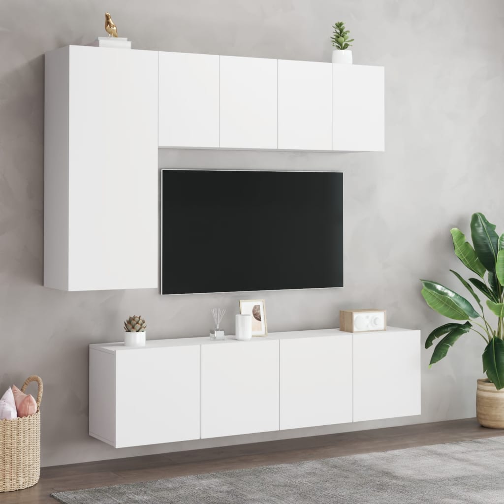 2 db fehér falra szerelhető TV-szekrény 60 x 30 x 41 cm