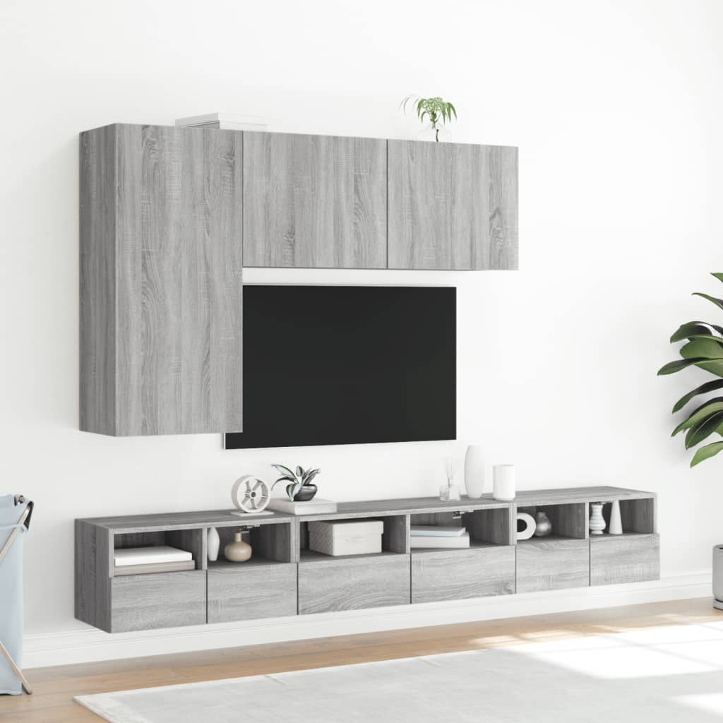 szürke sonoma színű falra szerelhető TV-szekrény 100x30x41 cm