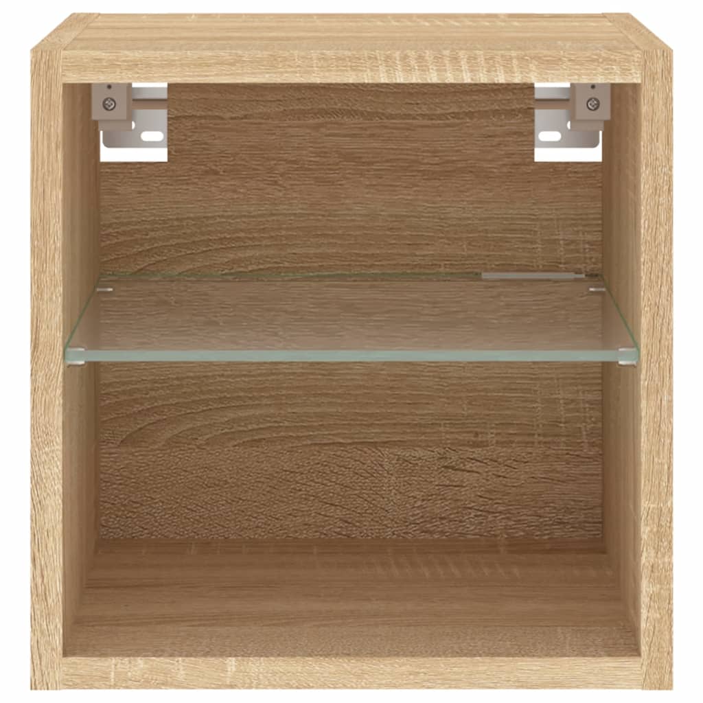 sonoma tölgy színű fali TV-szekrény LED-ekkel 30 x 28,5 x 30 cm