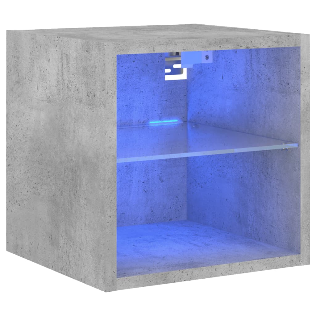 betonszürke fali TV-szekrény LED-világítással 30 x 28,5 x 30 cm