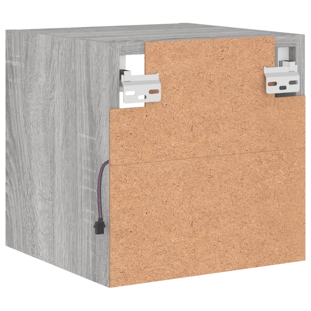 2 db szürke sonoma fali TV-szekrény LED-ekkel 30x28,5x30 cm
