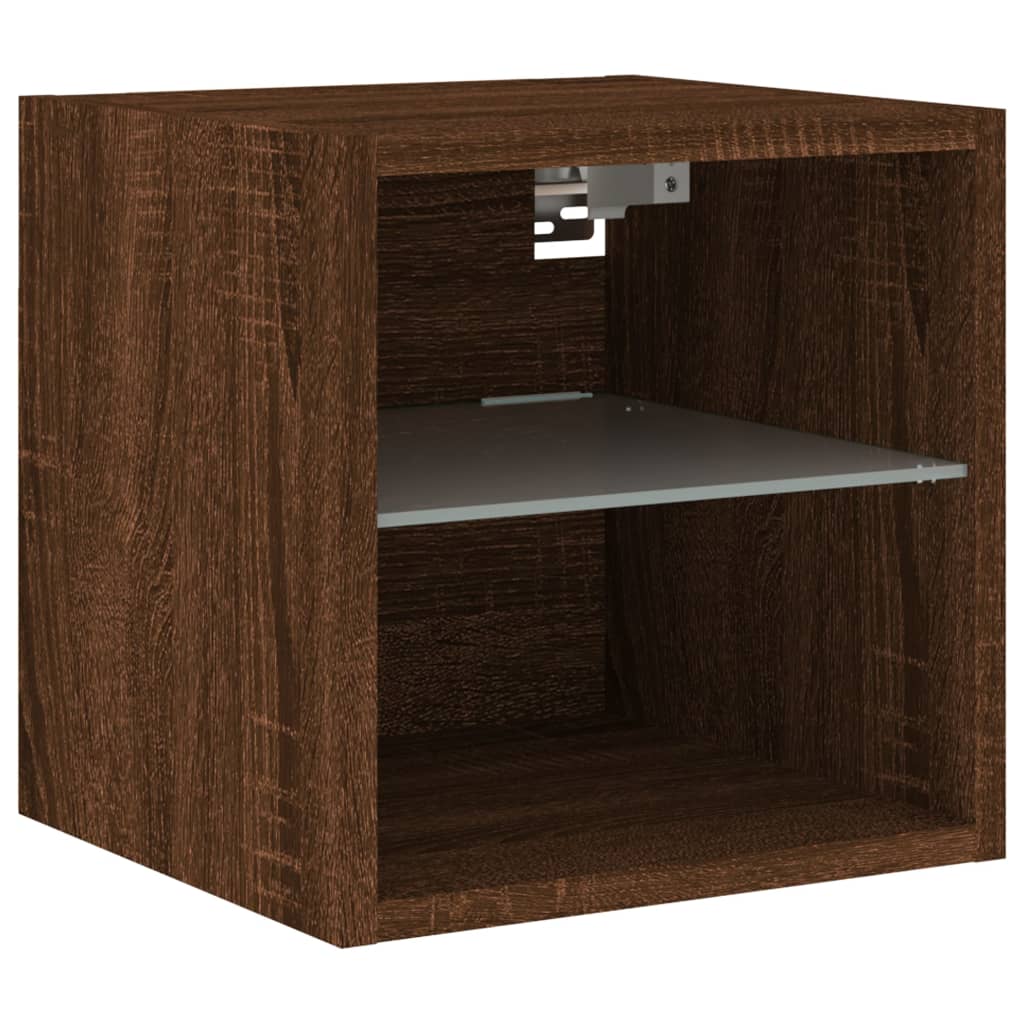 2 db barna tölgyszínű fali TV-szekrény LED-del 30x28,5x30 cm