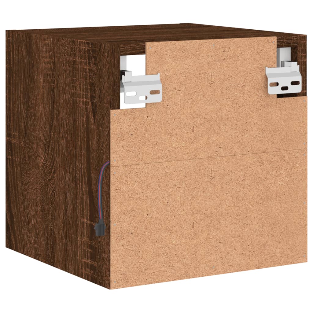 2 db barna tölgyszínű fali TV-szekrény LED-del 30x28,5x30 cm