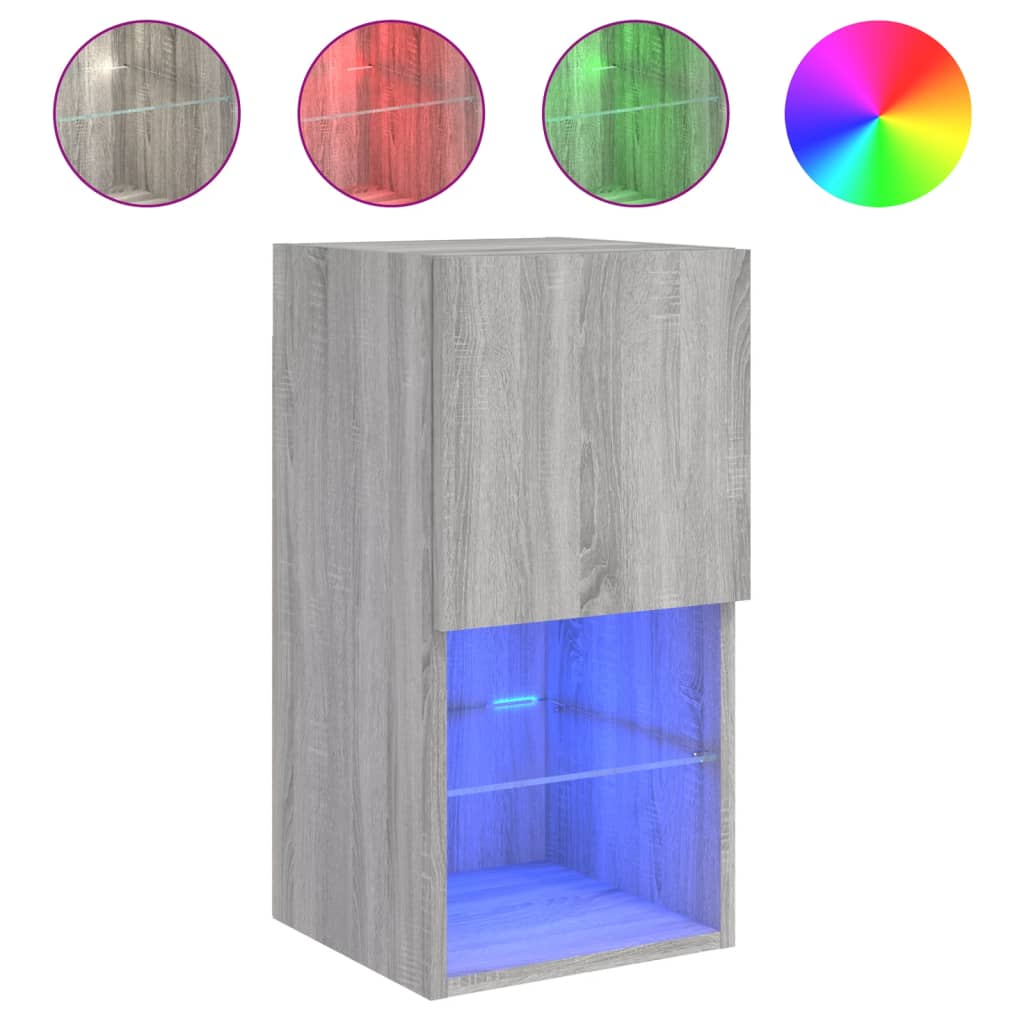 szürke sonoma TV-szekrény LED-lámpákkal 30,5 x 30 x 60 cm