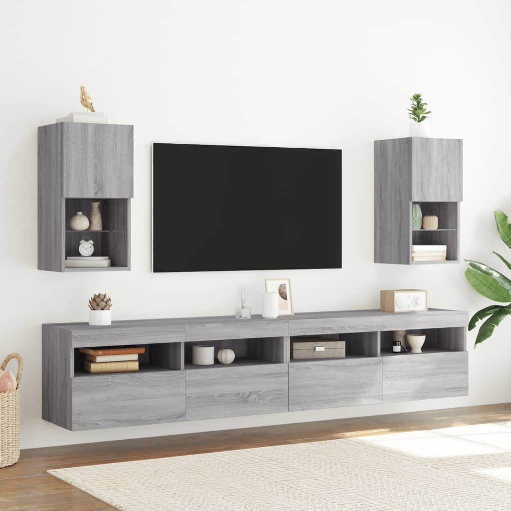 szürke sonoma TV-szekrény LED-lámpákkal 30,5 x 30 x 60 cm