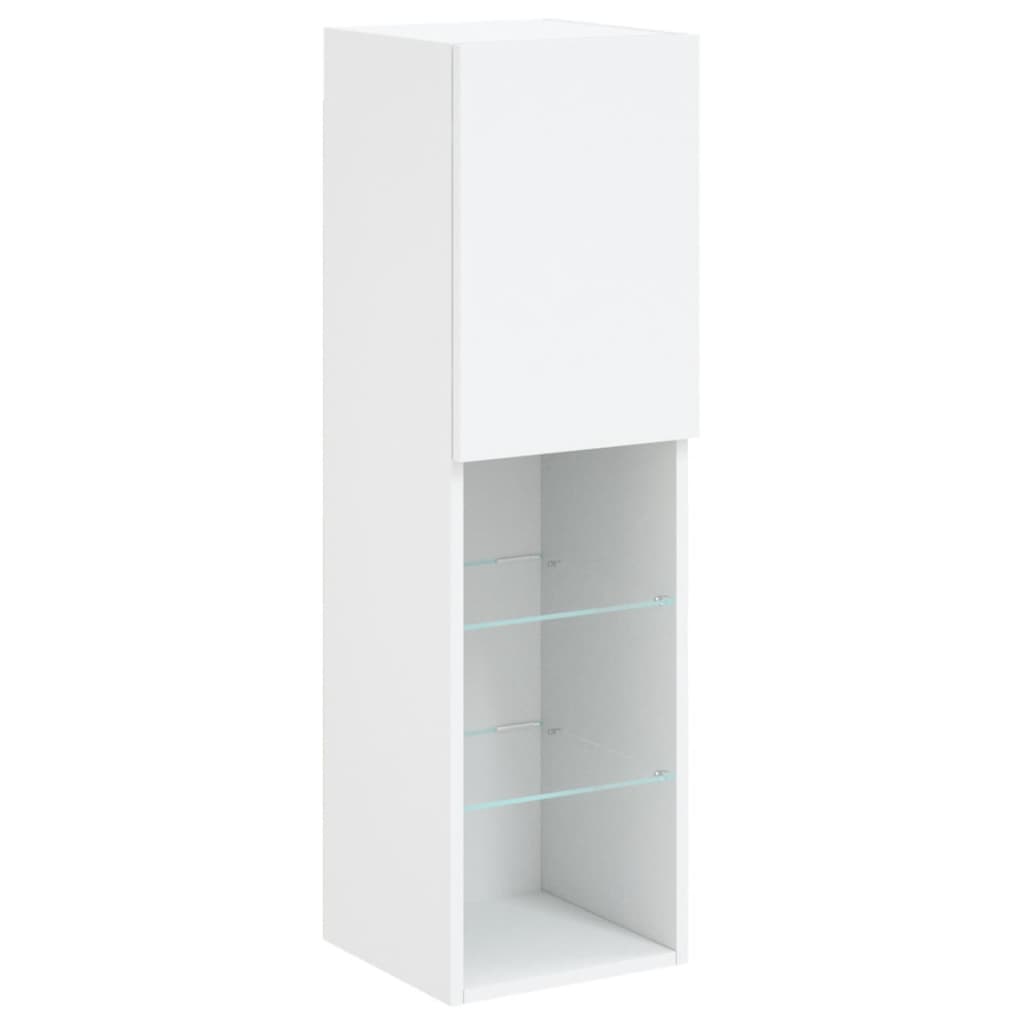 fehér TV-szekrény LED-lámpákkal 30,5 x 30 x 102 cm