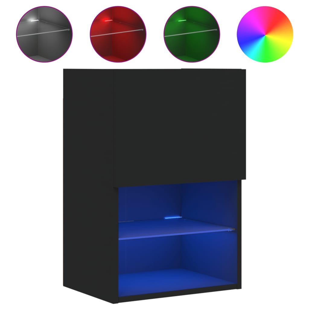 2 db fekete TV-szekrény LED-világítással 40,5 x 30 x 60 cm