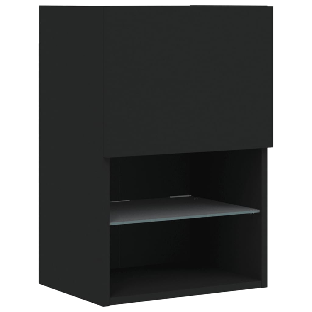 2 db fekete TV-szekrény LED-világítással 40,5 x 30 x 60 cm