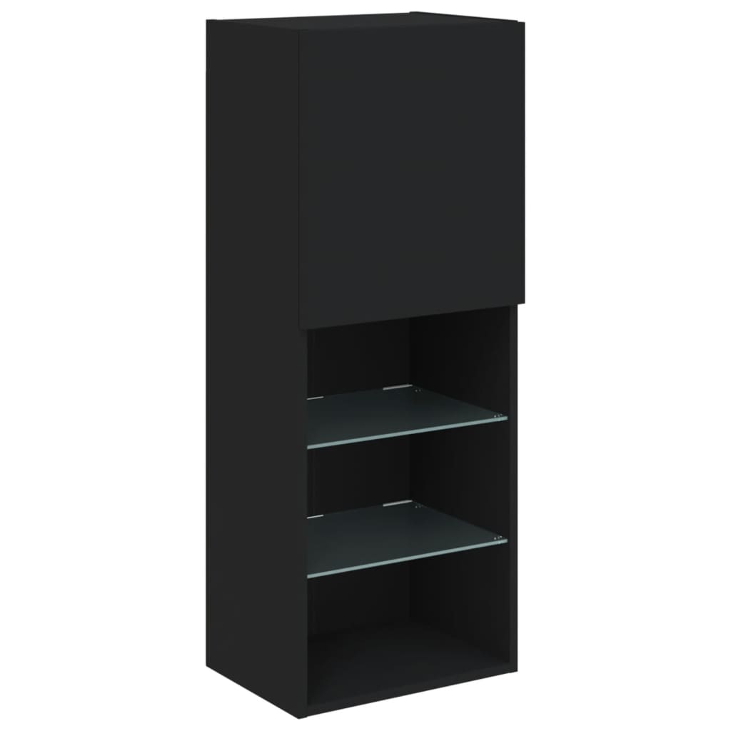 fekete TV-szekrény LED lámpákkal 40,5 x 30 x 102 cm
