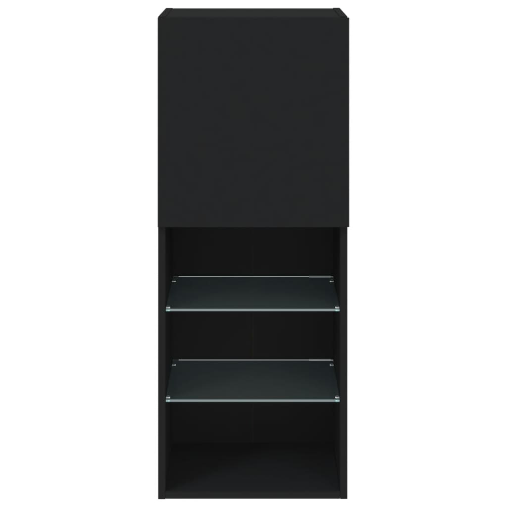 fekete TV-szekrény LED lámpákkal 40,5 x 30 x 102 cm