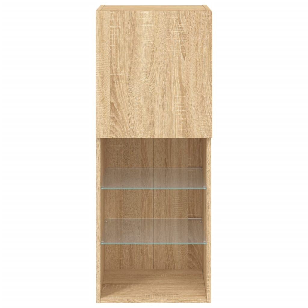sonoma tölgy színű TV-szekrény LED lámpákkal 40,5 x 30 x 102 cm