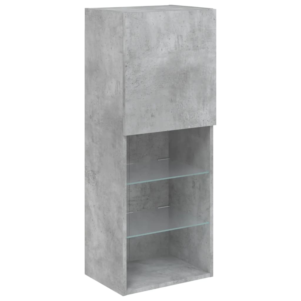 betonszürke TV-szekrény LED lámpákkal 40,5 x 30 x 102 cm