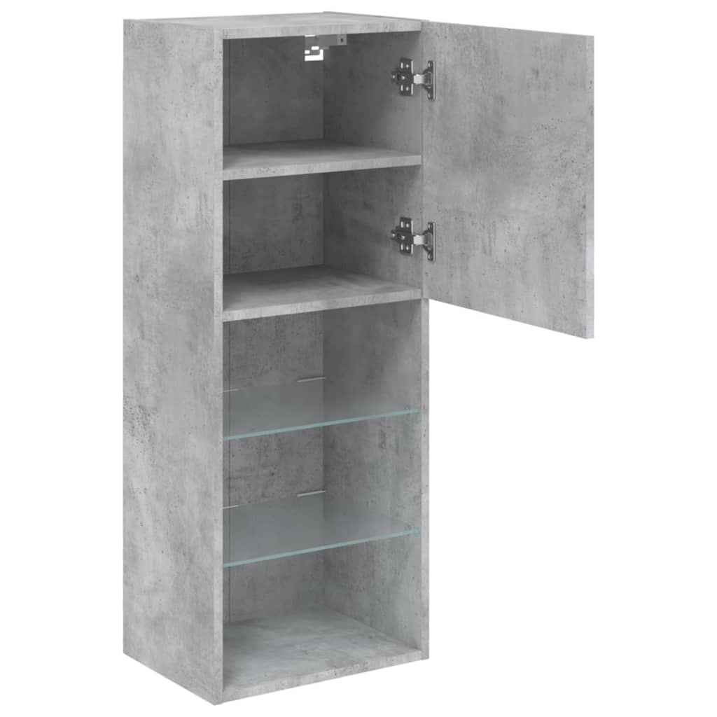 betonszürke TV-szekrény LED lámpákkal 40,5 x 30 x 102 cm