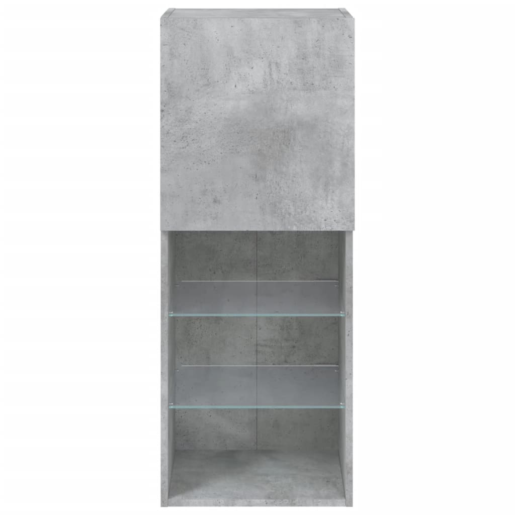 betonszürke TV-szekrény LED lámpákkal 40,5 x 30 x 102 cm