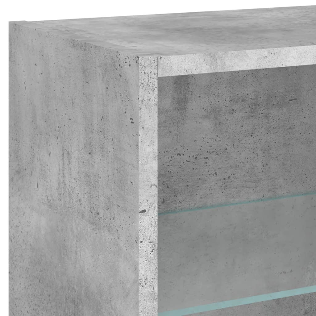 betonszürke falra szerelhető éjjeliszekrény LED lámpákkal