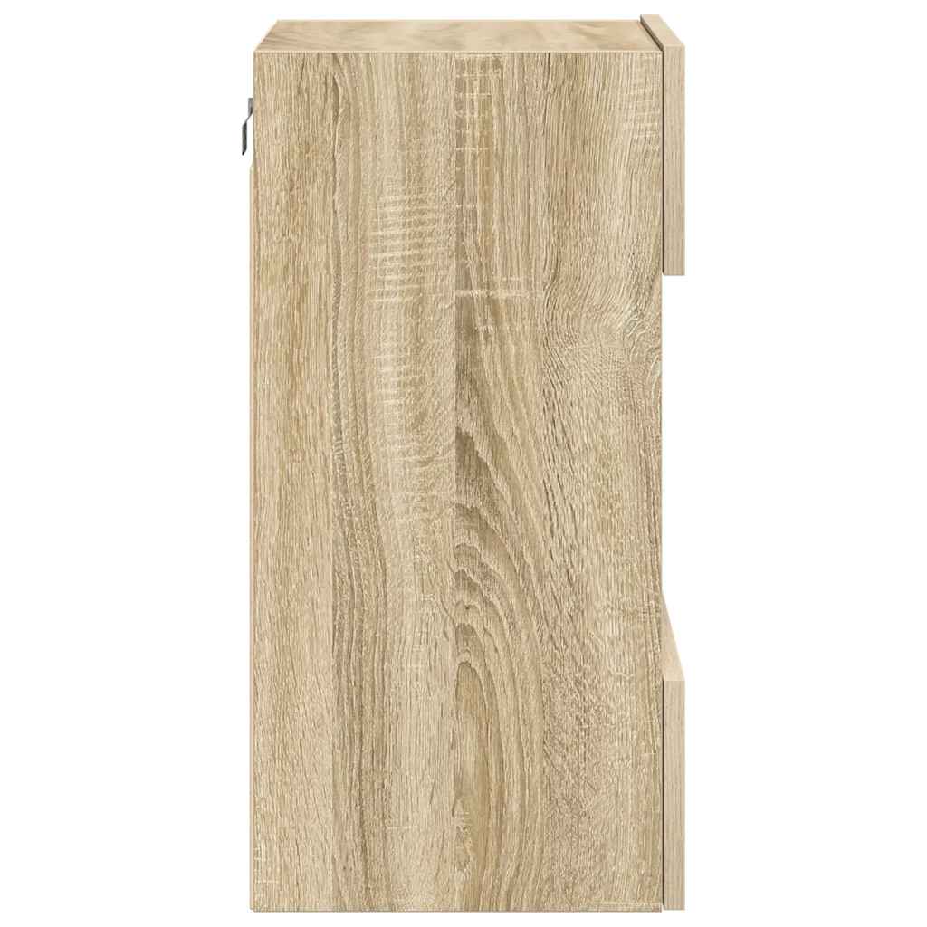 2 db sonoma tölgy színű fali szekrények LED világítással TV-hez 40x30x60,5 cm
