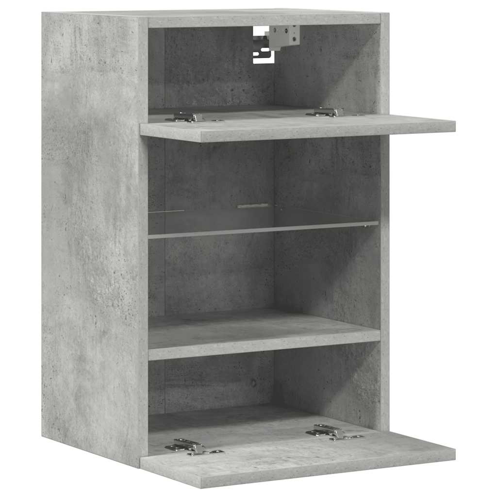 2 db betonszürke fali szekrények LED világítással TV-hez 40x30x60,5 cm